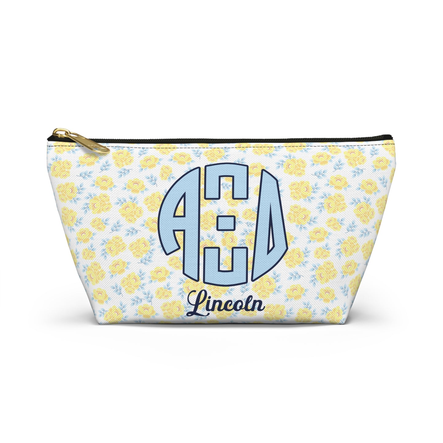 Alpha Xi Delta Personalized Flower Makeup Bag - Ivy Society