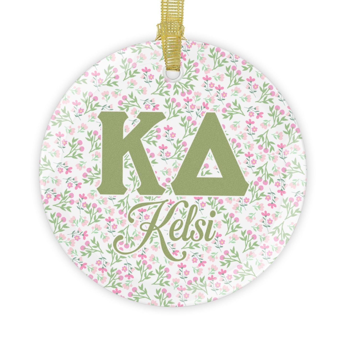 Kappa Delta Flower Personalized Glass Ornament