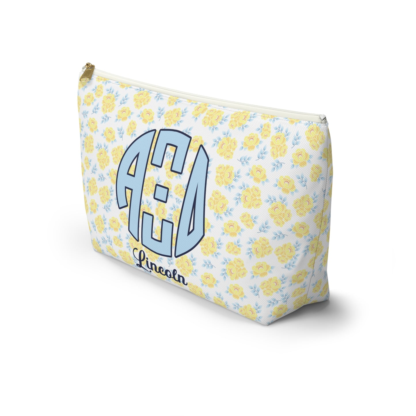 Alpha Xi Delta Personalized Flower Makeup Bag - Ivy Society