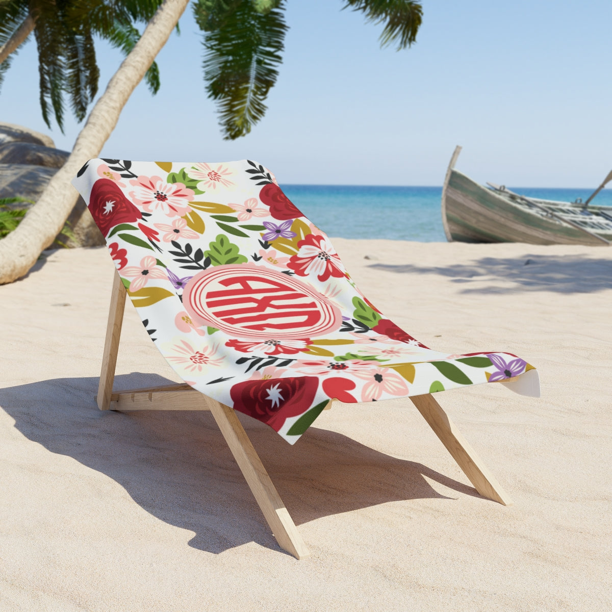 Alpha Chi Omega Floral Beach Towel