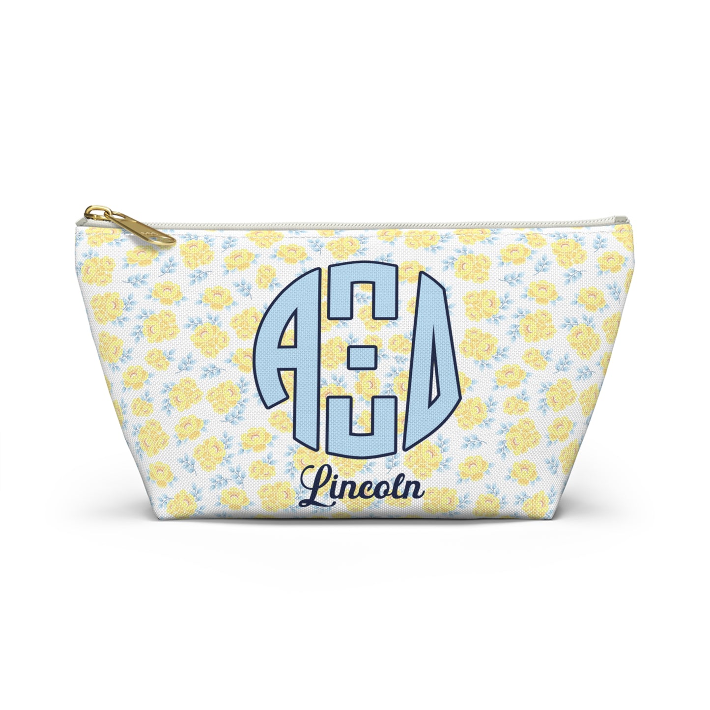 Alpha Xi Delta Personalized Flower Makeup Bag - Ivy Society
