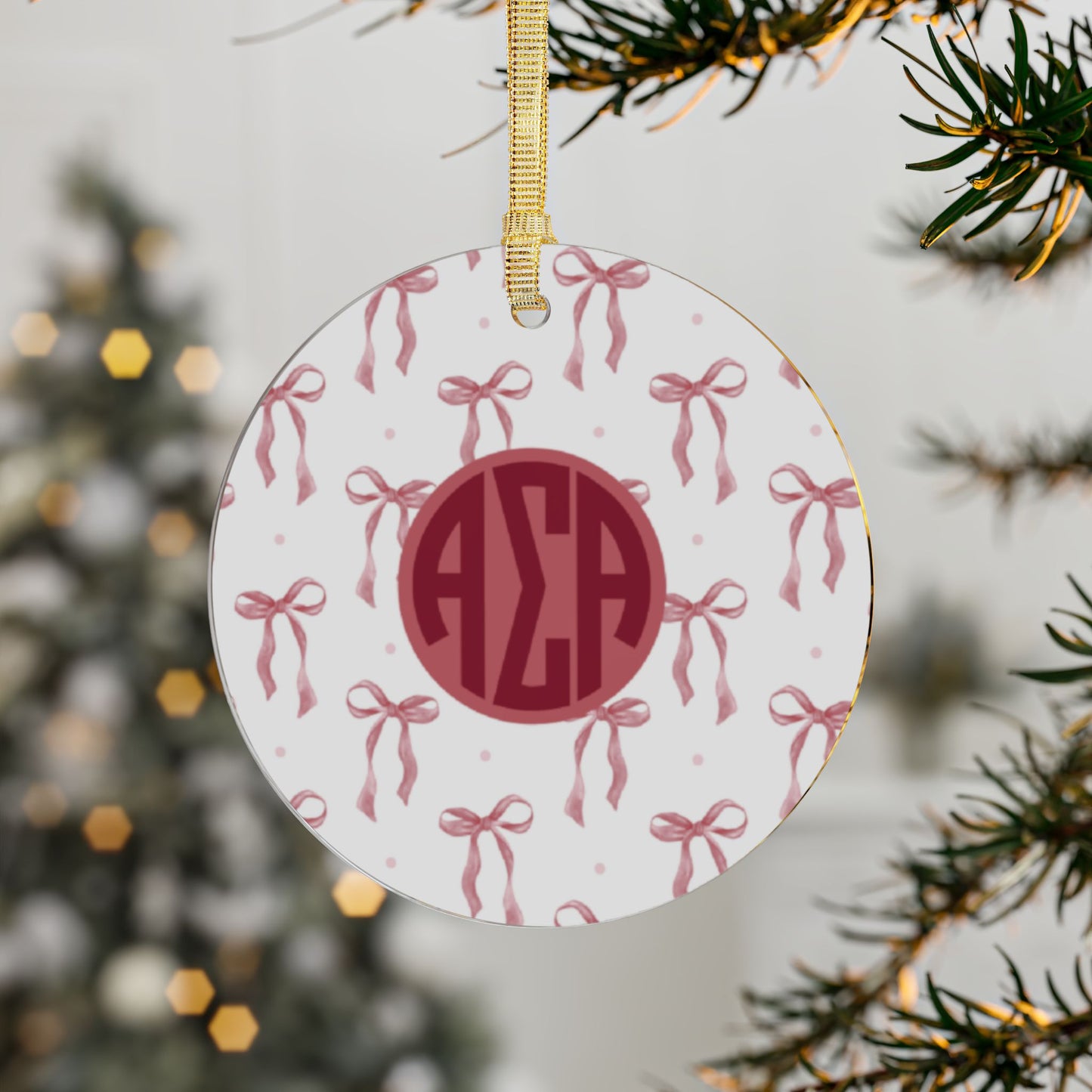 Alpha Sigma Alpha Acrylic Bow Ornament - Ivy Society