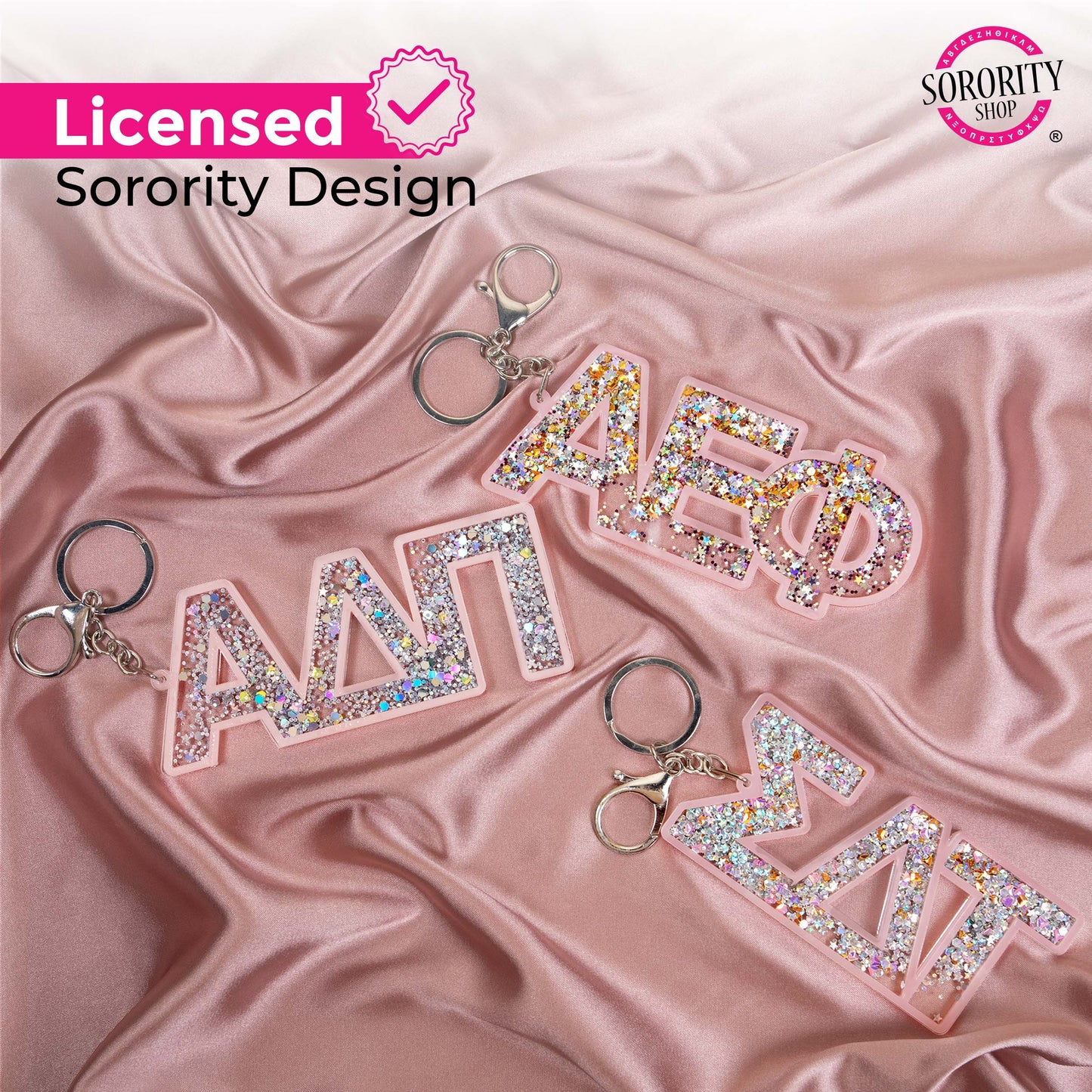 Kappa Alpha Theta Glitter Keychain - Ivy Society