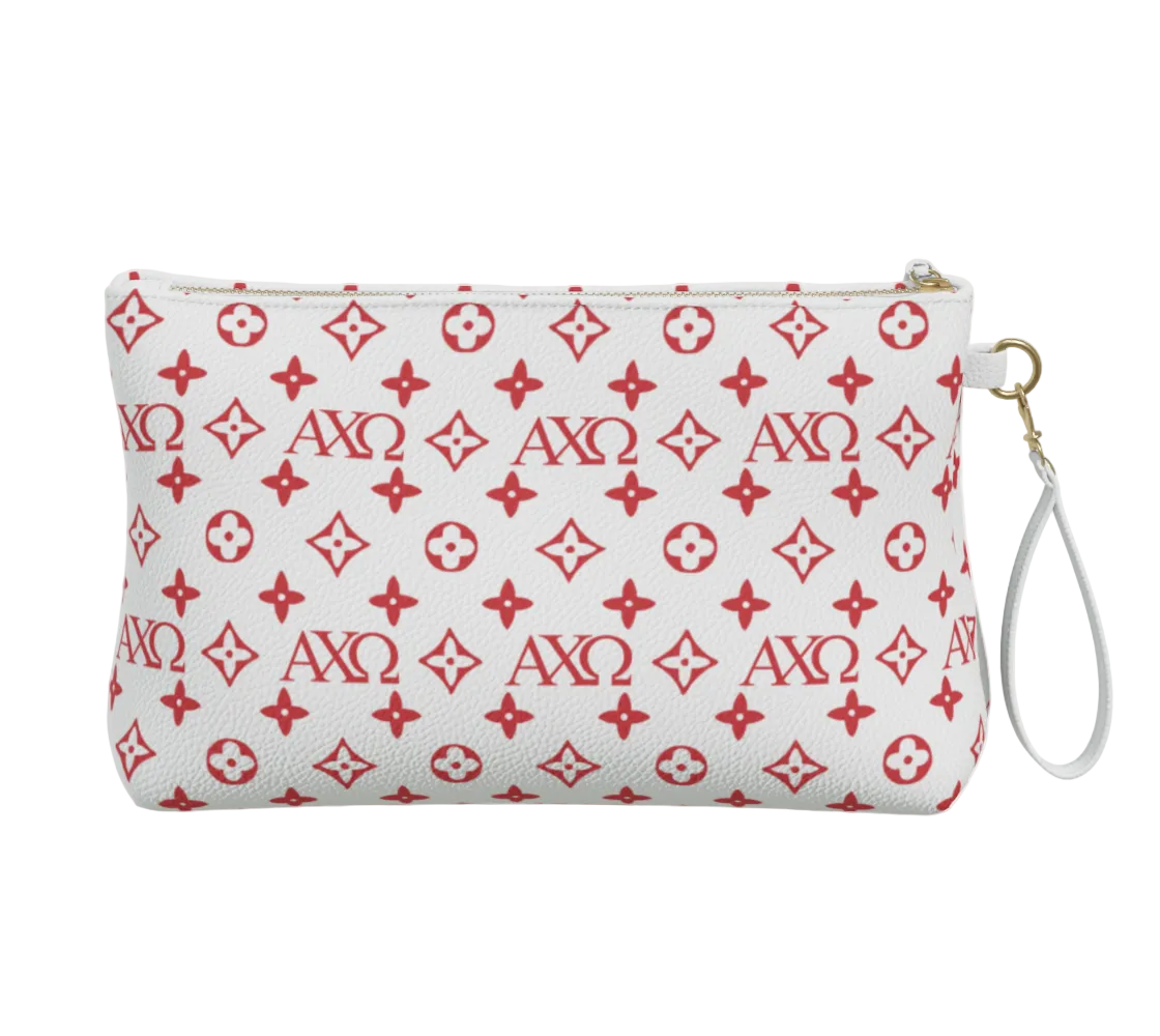 Alpha Chi Omega Design Vegan Leather Makeup Bag - Ivy Society