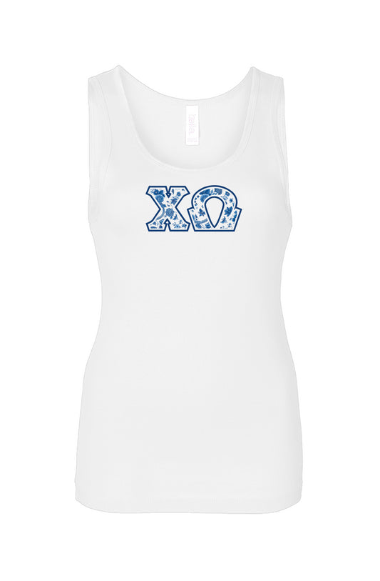 Chi Omega Blue Willow Tank Top