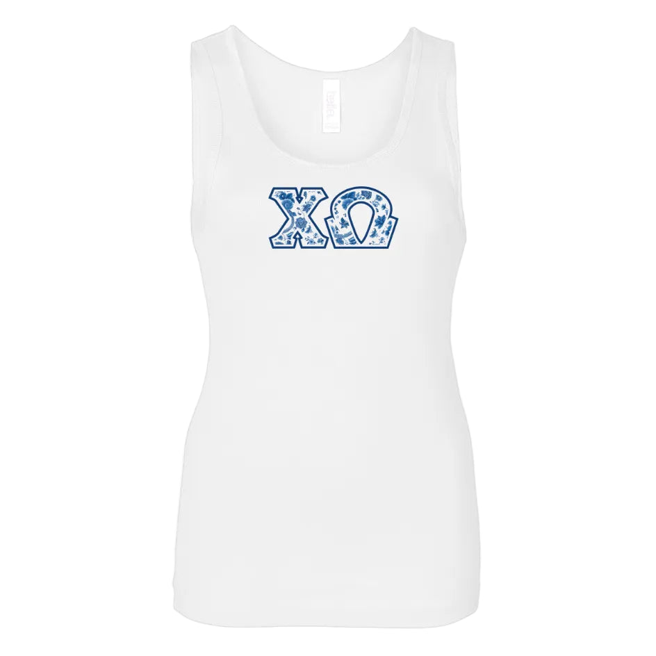 Chi Omega Blue Willow Tank Top