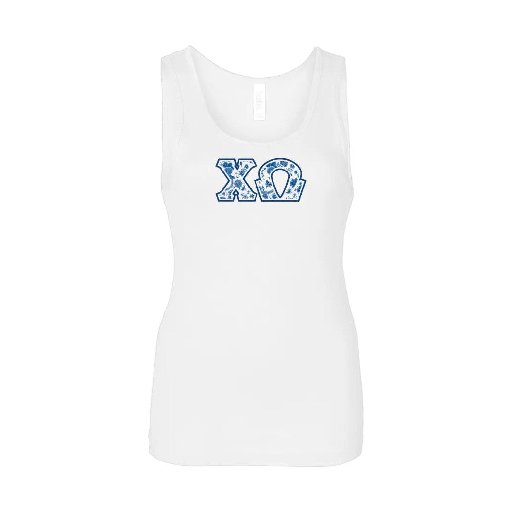 Chi Omega Blue Willow Tank Top