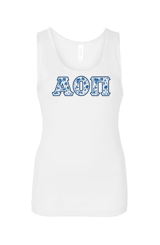 Alpha Omicron Pi Blue Willow Tank Top