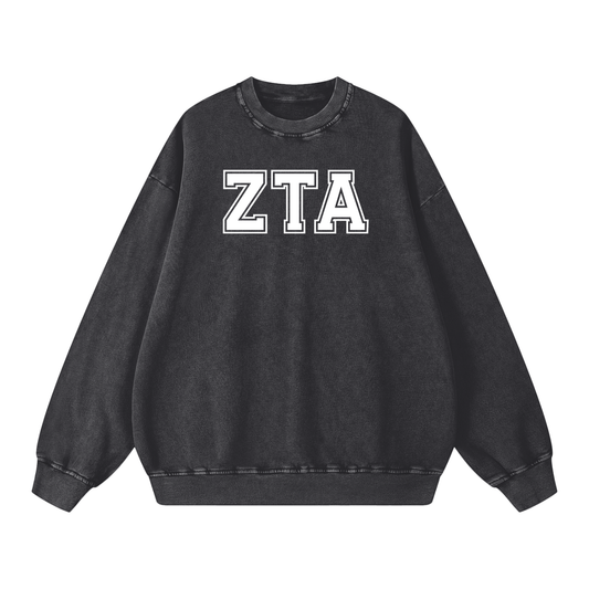 Zeta Tau Alpha Letters Oversized Sweatshirt - Ivy Society