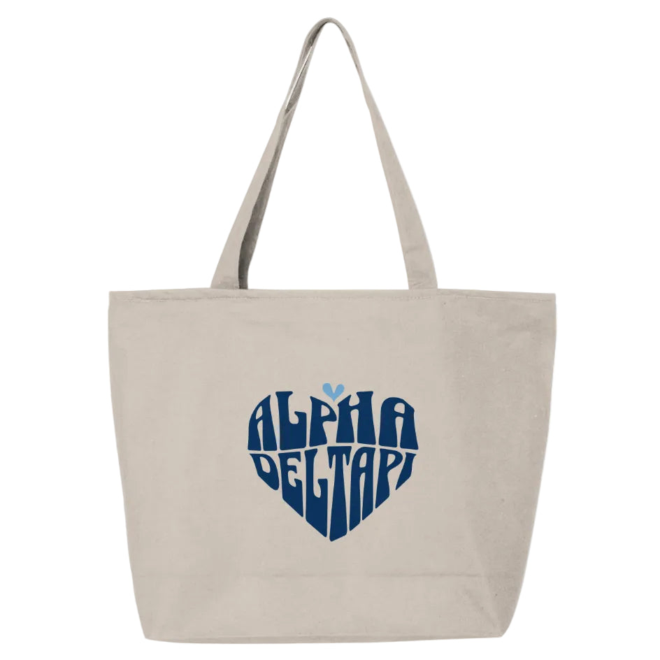 Alpha Delta Pi Heart Zippered Tote Bag