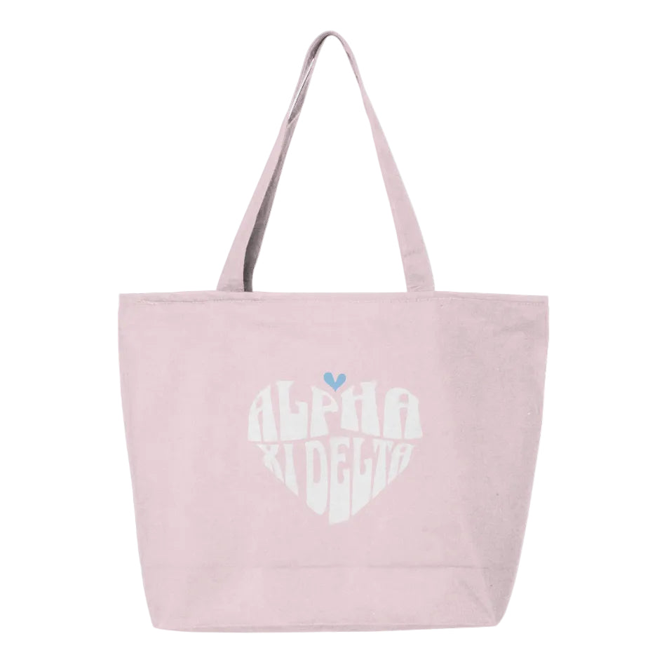 Alpha Xi Delta Heart Zippered Tote Bag