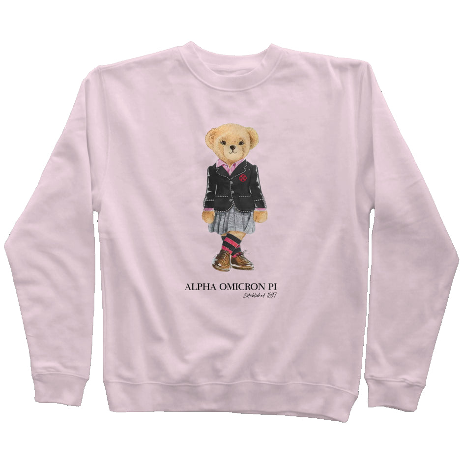 Alpha Omicron Pi Sorority Bear Sweatshirt