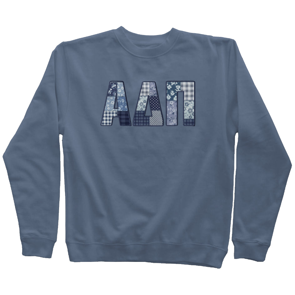 Alpha Delta Pi Faux Patchwork Sweatshirt