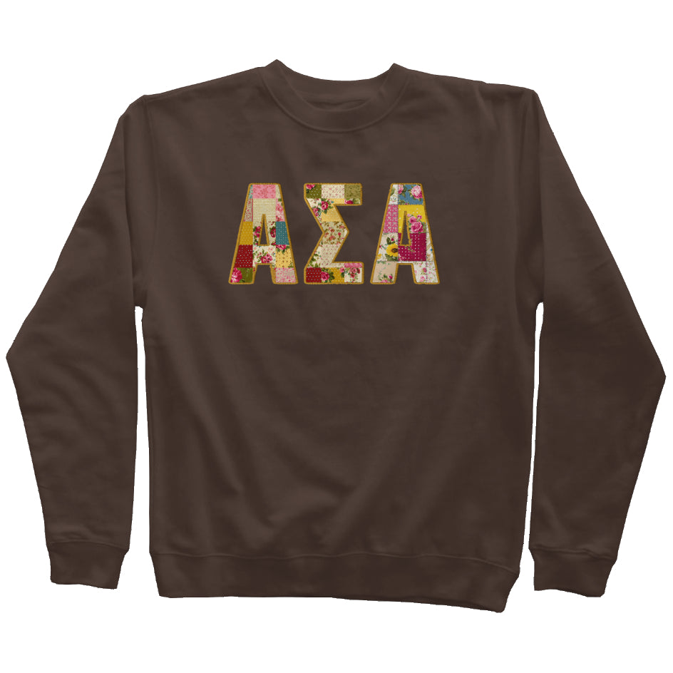 Alpha Sigma Alpha Faux Patchwork Sweatshirt