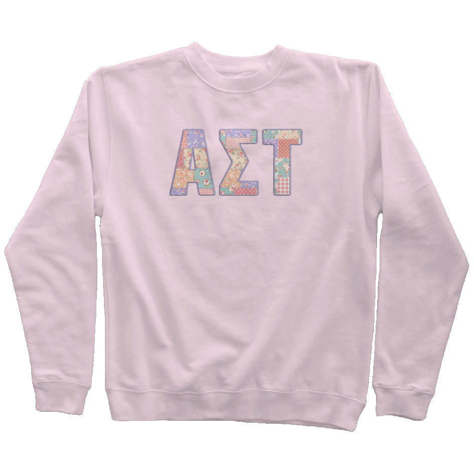 Alpha Sigma Tau Faux Patchwork Sweatshirt