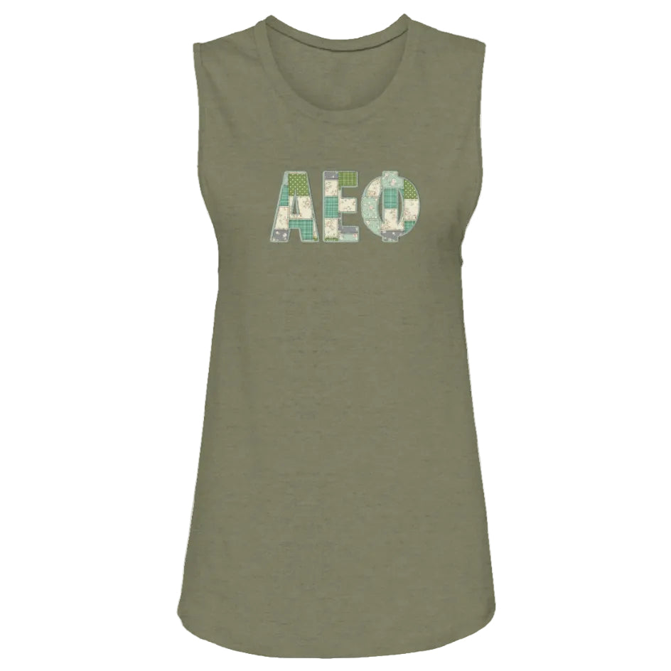 Alpha Epsilon Phi Faux Patchwork Tank Top