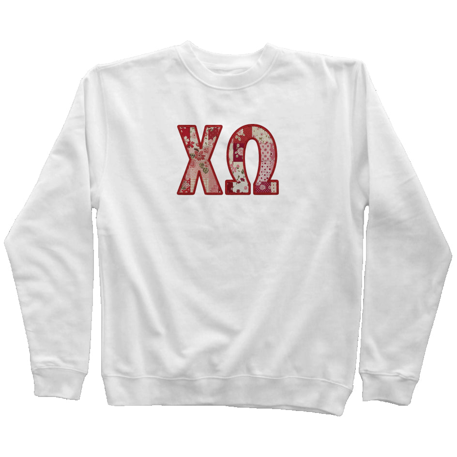 Chi Omega Faux Patchwork Sweatshirt