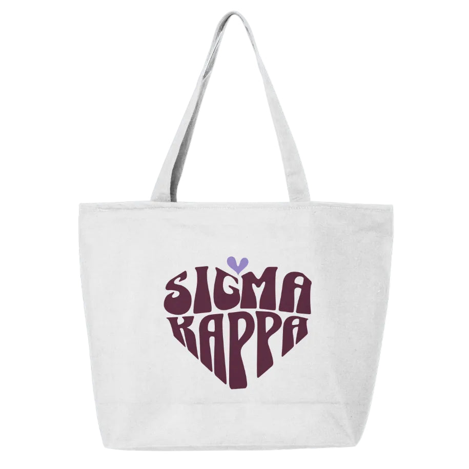 Sigma Kappa Heart Zippered Tote