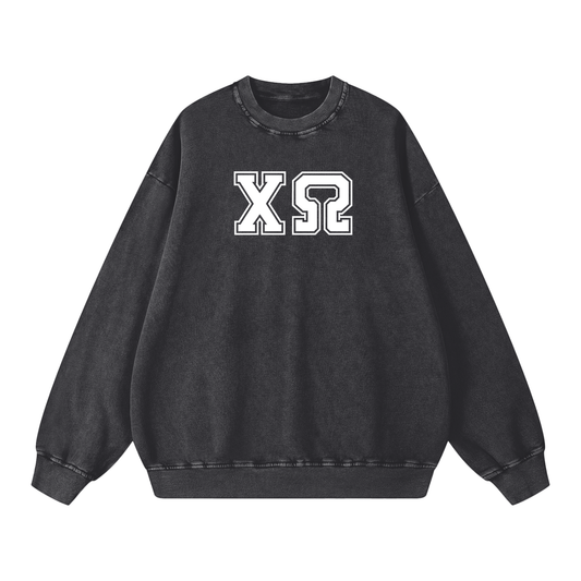 Chi Omega Letters Oversized Sweatshirt - Ivy Society