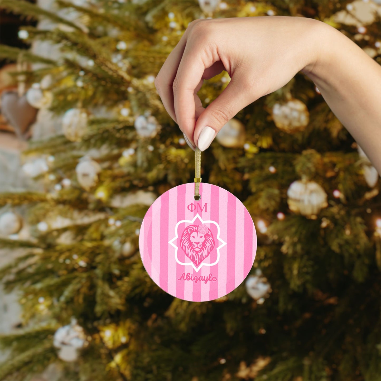 Phi Mu Personalized Quatrefoil Ornament - Ivy Society