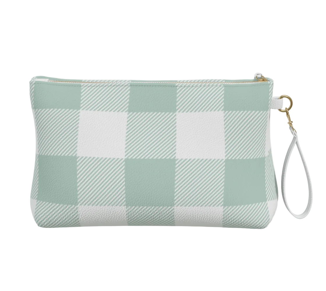 Alpha Epsilon Phi Personalized Plaid Vegan Leather Makeup Bag - Ivy Society