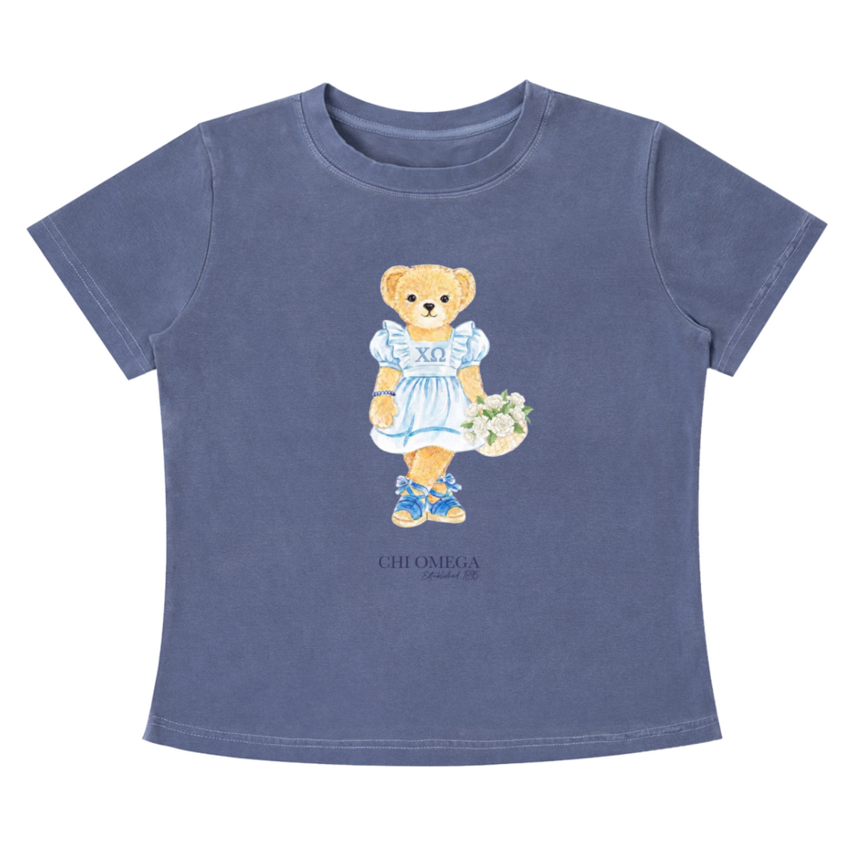 Chi Omega Flower Bear Baby Tee