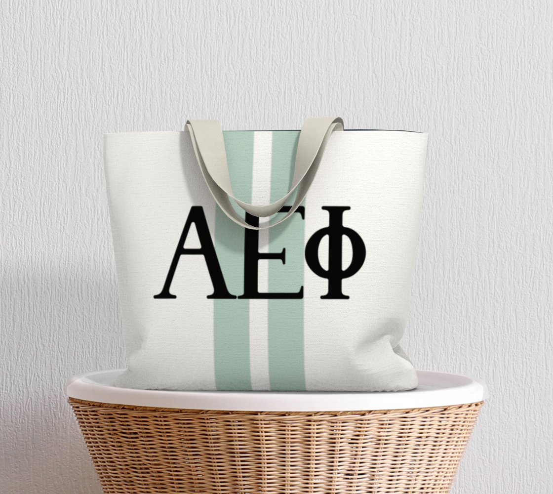 Alpha Epsilon Phi Personalized Stripe Tote Bag - Ivy Society
