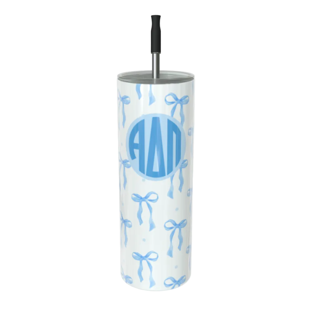 Alpha Delta Pi Monogram Bow Skinny Tumbler - Ivy Society