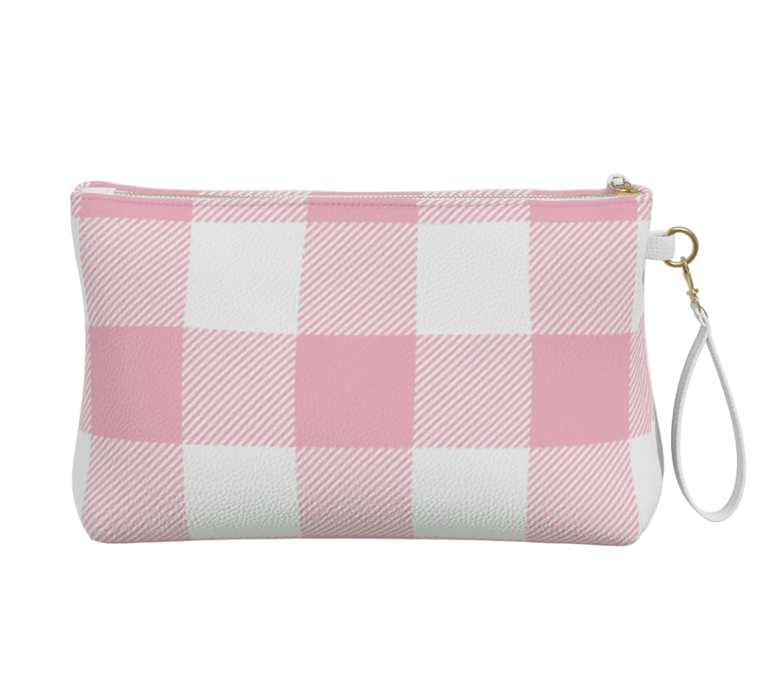Delta Gamma Personalized Plaid Vegan Leather Makeup Bag - Ivy Society