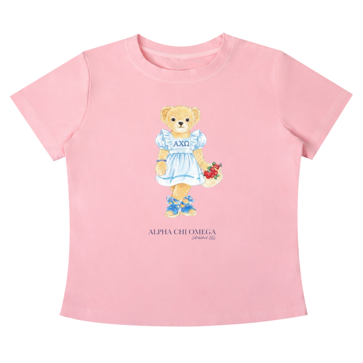 Alpha Chi Omega Flower Bear Baby Tee