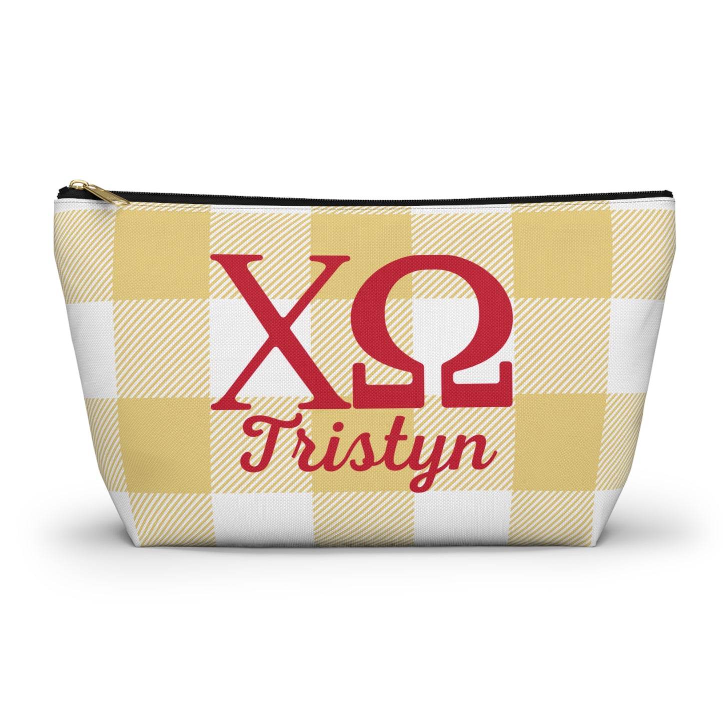 Chi Omega Personalized Checkered Makeup Bag - Ivy Society