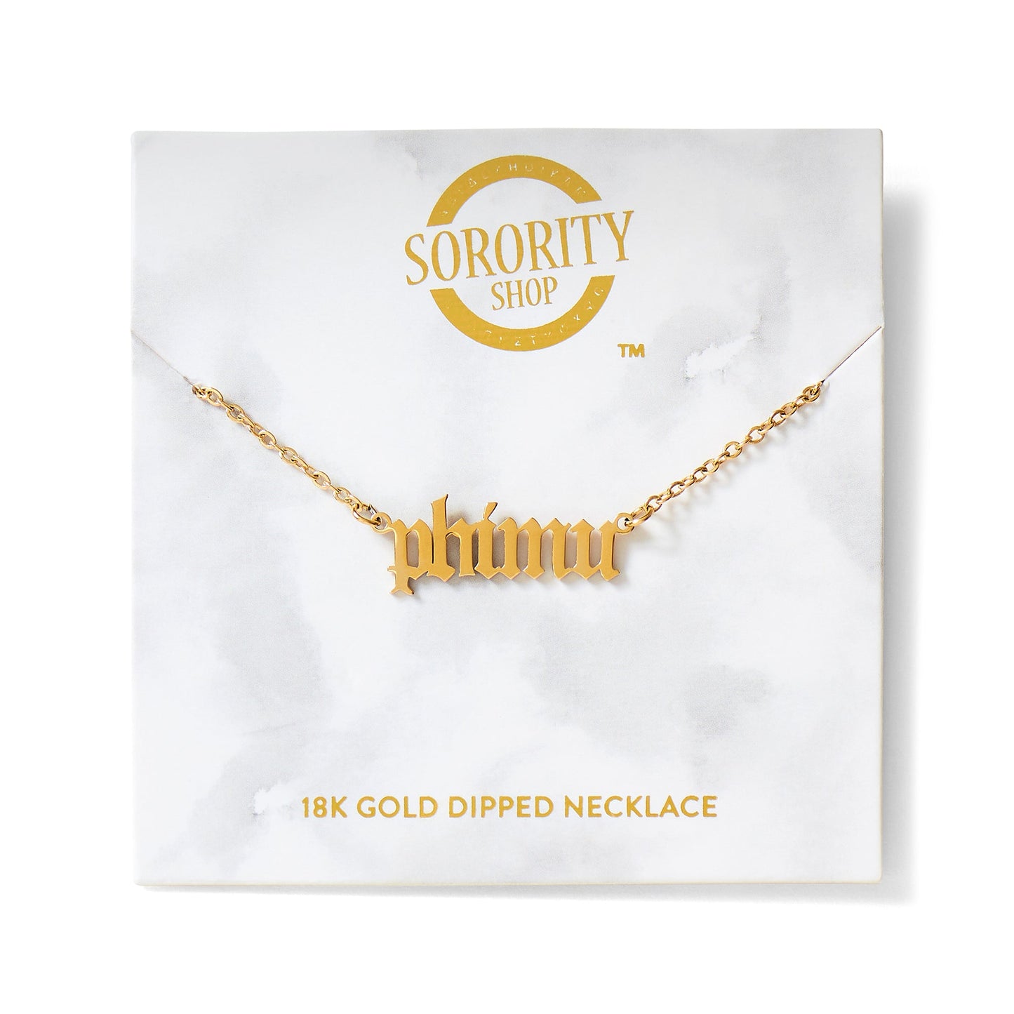 Phi Mu Old English Style Sorority Necklace - Ivy Society