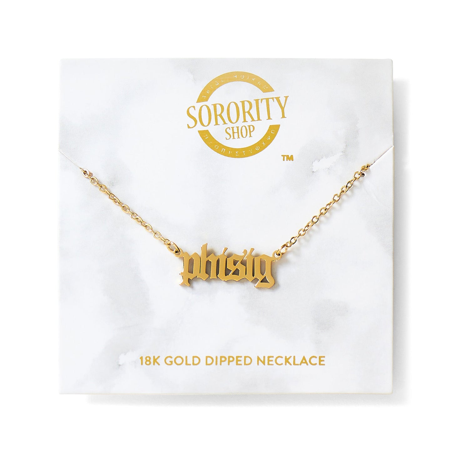 Phi Sigma Sigma Old English Necklace - Ivy Society
