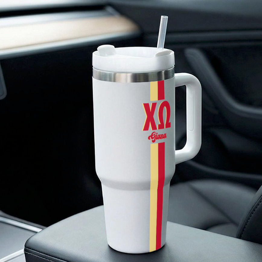 Chi Omega Personalized Stripe 40oz Tumbler