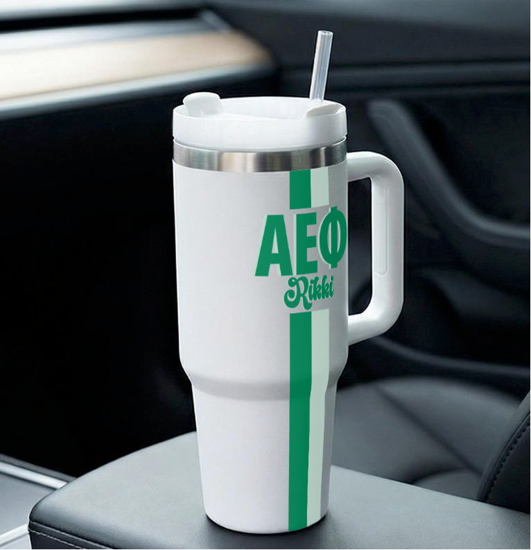 Alpha Epsilon Phi Personalized Stripe 40 oz Tumbler
