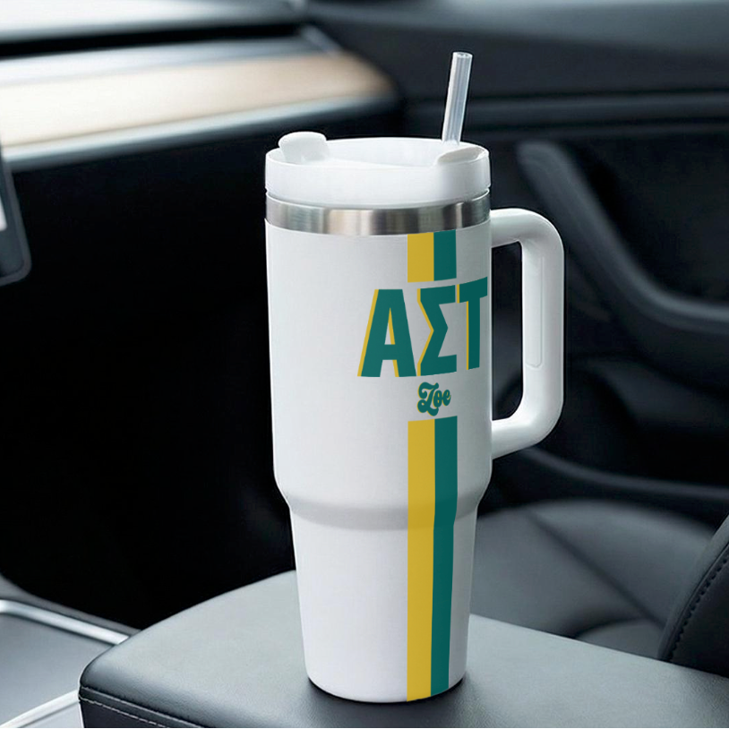 Alpha Sigma Tau Personalized Stripe Tumbler