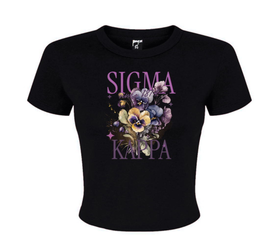 Sigma Kappa Flower Baby Tee - Ivy Society
