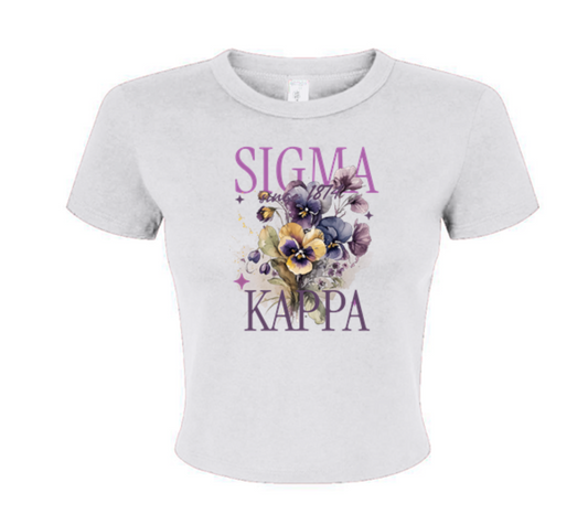 Sigma Kappa Flower Baby Tee - Ivy Society