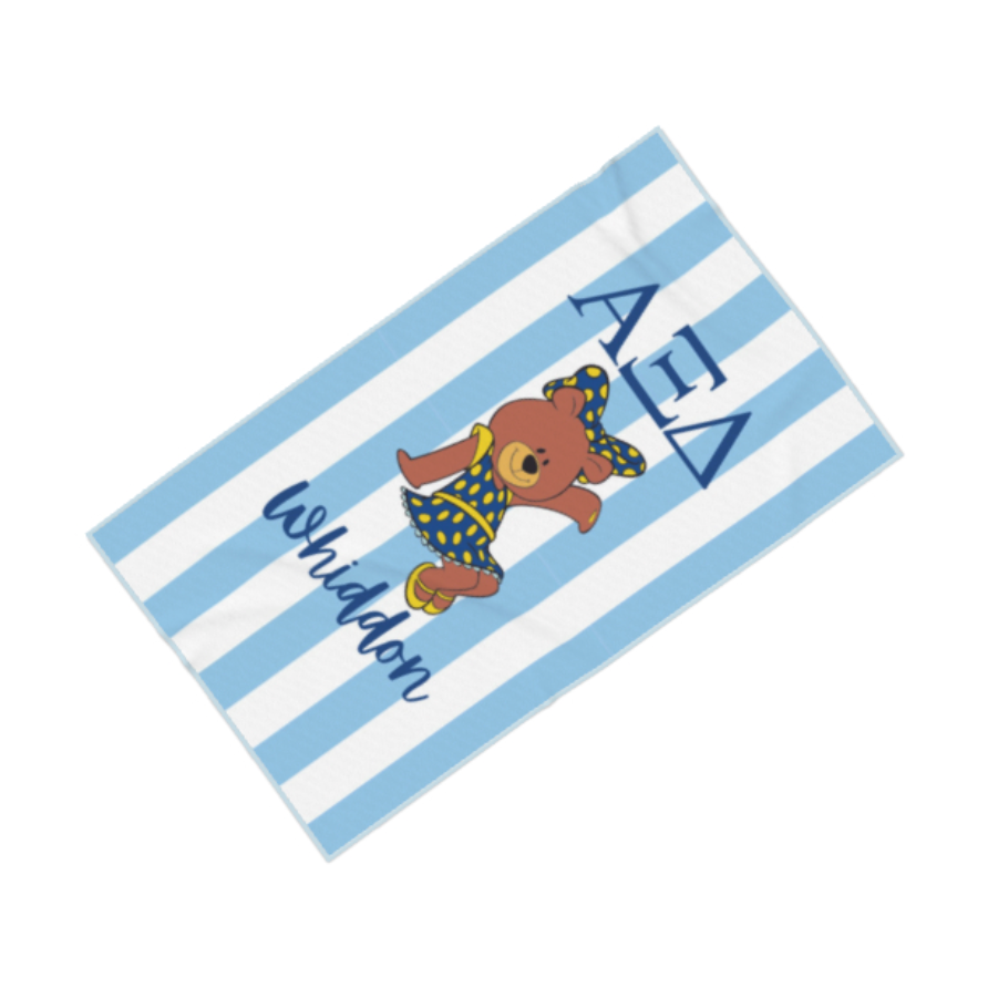 Alpha Xi Delta Personalized Bear Beach Towel - Ivy Society