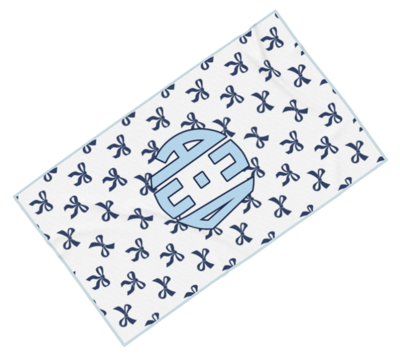 Alpha Xi Delta Monogram Bow Beach Towel - Ivy Society