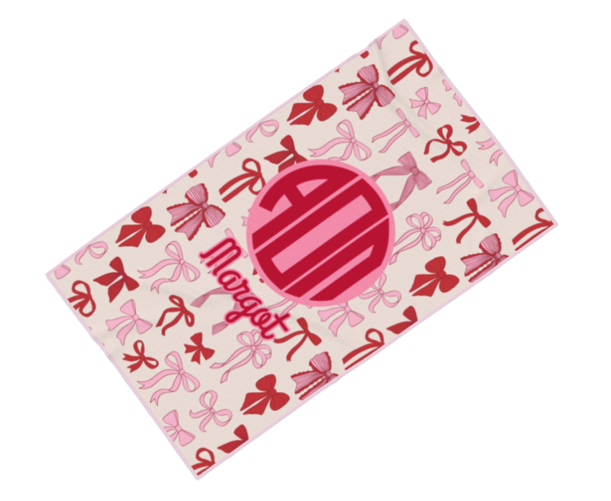 Alpha Omicron Pi Personalized Bow Beach Towel - Ivy Society