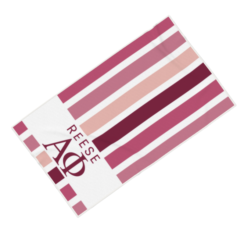 Alpha Phi Personalized Stripe Beach Towel - Ivy Society