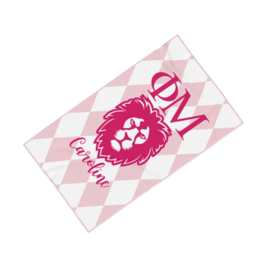 Phi Mu Personalized Lion Beach Towel - Ivy Society