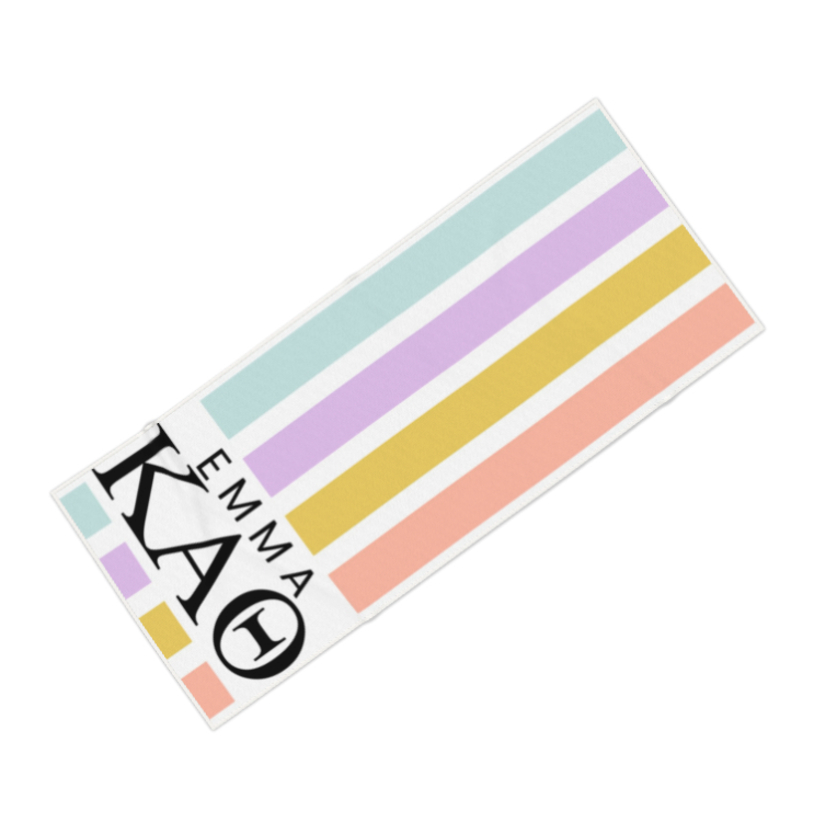 Kappa Alpha Theta Personalized Stripe Beach Towel - Ivy Society