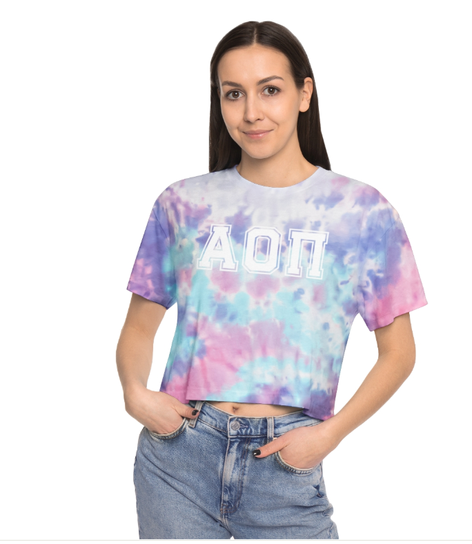 Alpha Omicron Pi Tie Dye Cropped Tee - Ivy Society