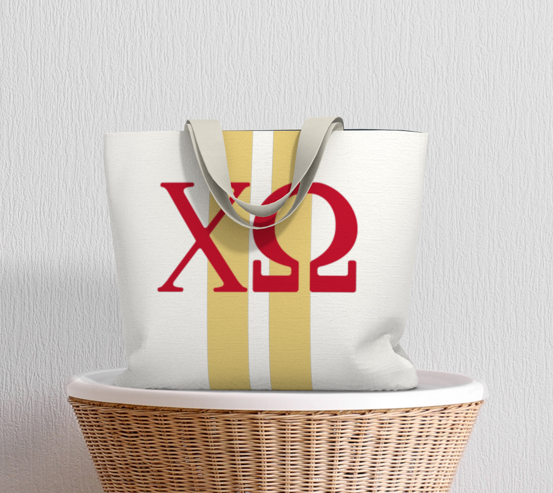 Chi Omega Personalized Stripe Tote Bag - Ivy Society