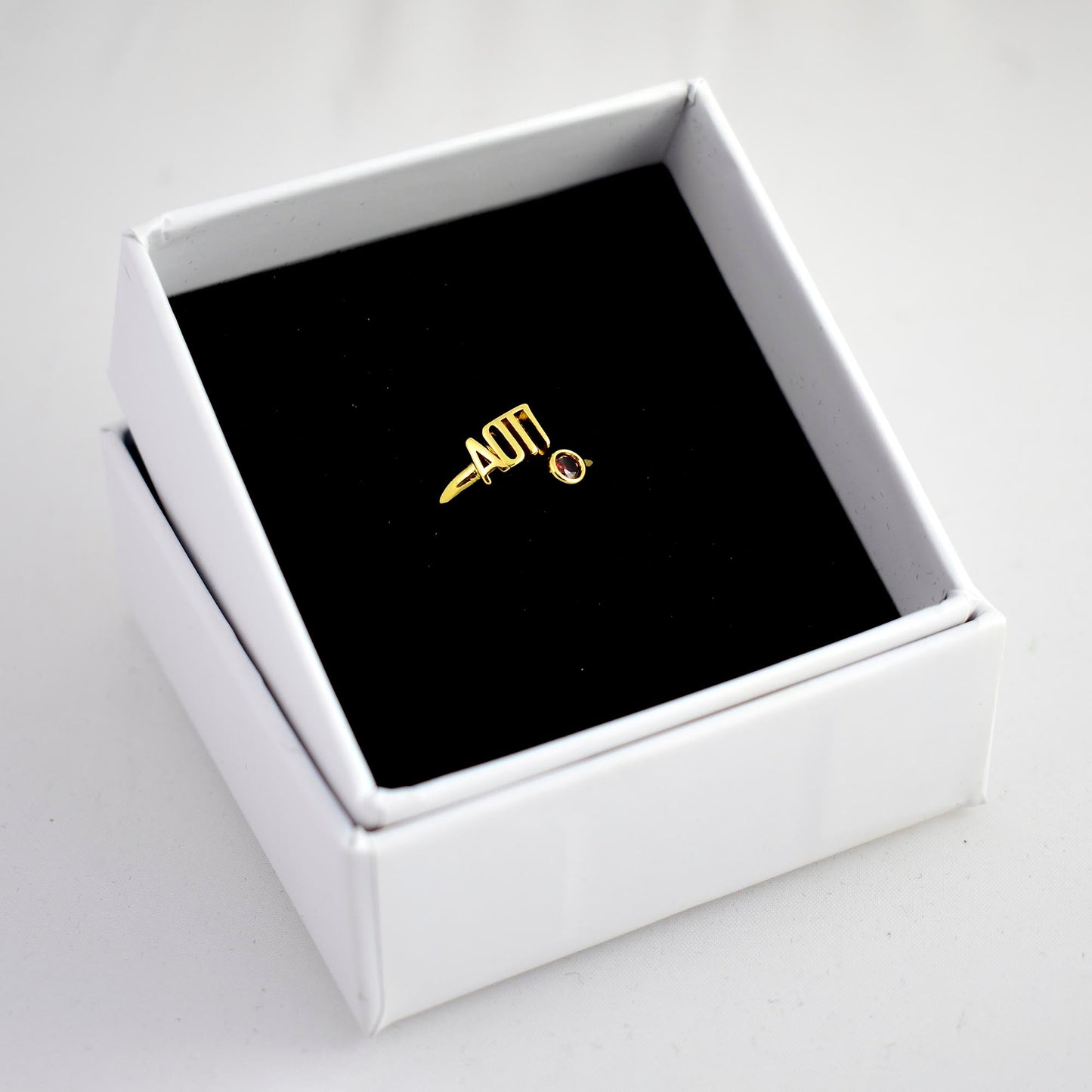 Alpha Omicron Pi Gemstone Ring - Ivy Society