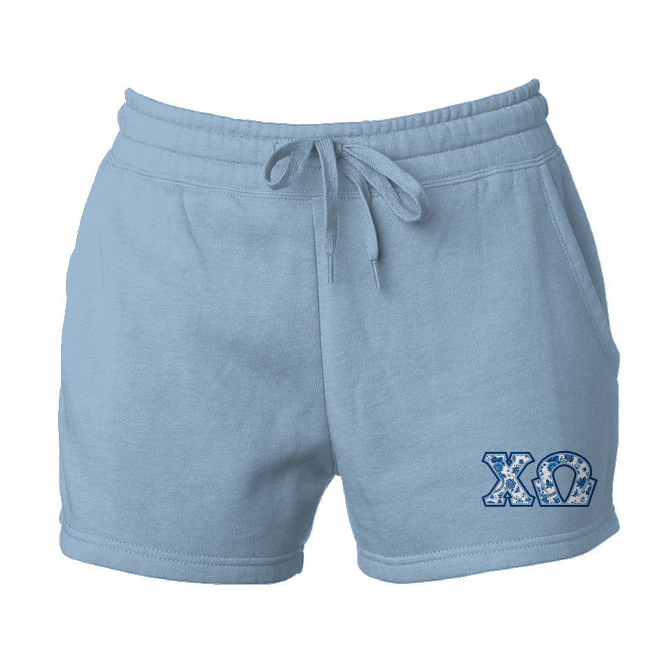 Chi Omega Blue Willow Shorts - Ivy Society
