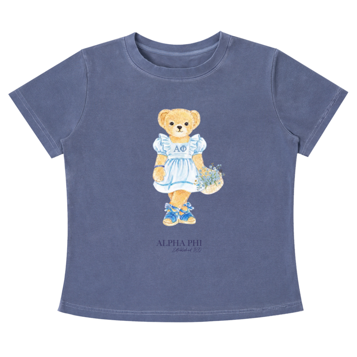 Alpha Phi Flower Bear Baby Tee