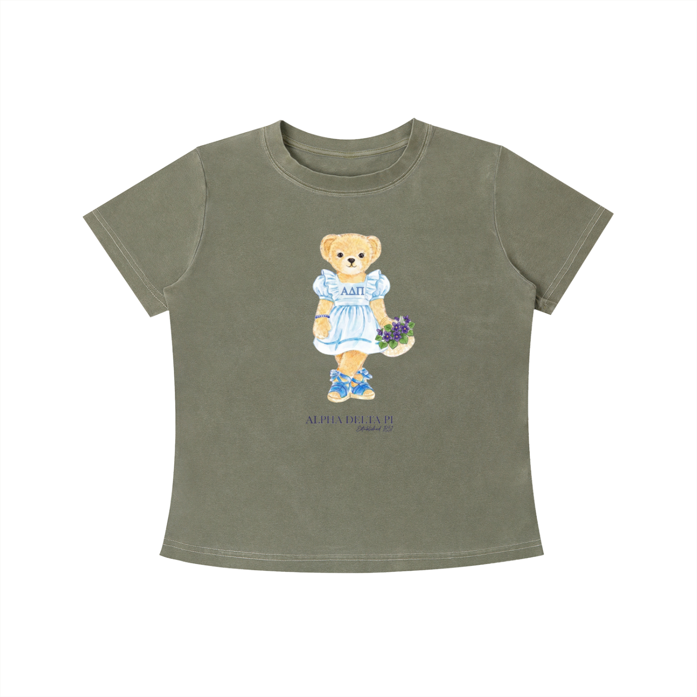 Alpha Delta Pi Flower Bear T Shirt